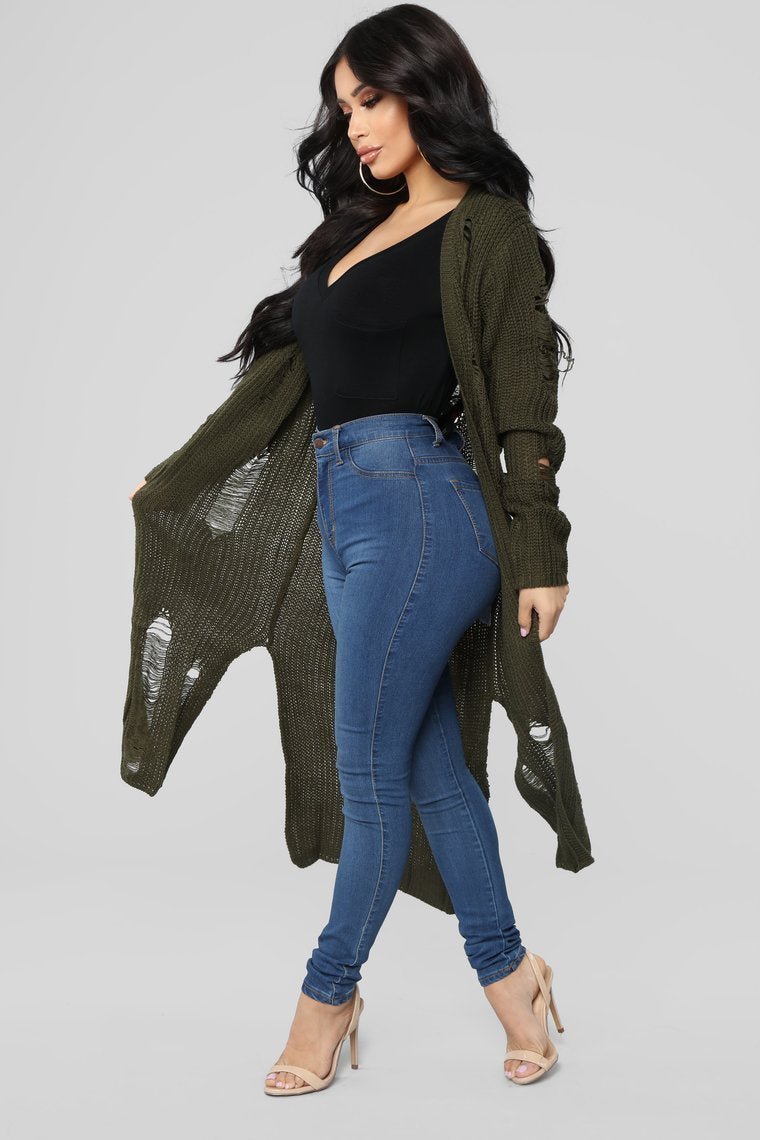 Stressed Out Duster - Olive - jameswhite001