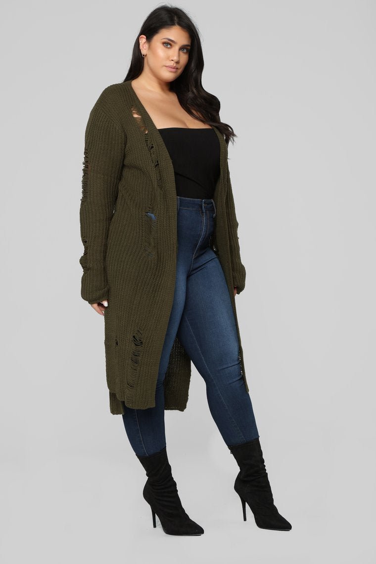 Stressed Out Duster - Olive - jameswhite001