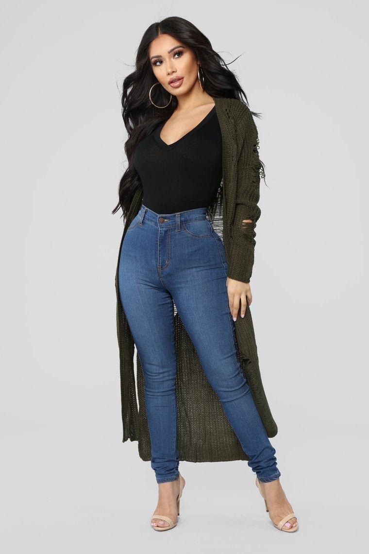 Stressed Out Duster - Olive - jameswhite001