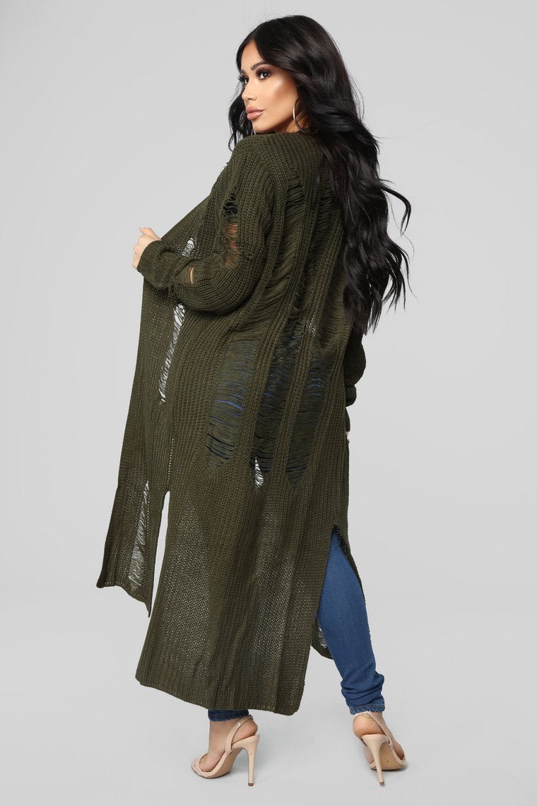 Stressed Out Duster - Olive - jameswhite001