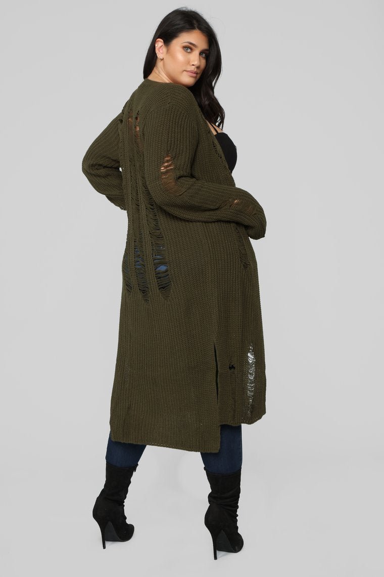 Stressed Out Duster - Olive - jameswhite001