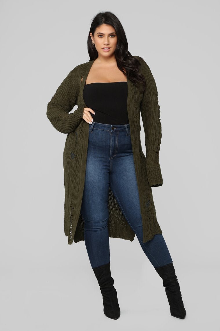 Stressed Out Duster - Olive - jameswhite001