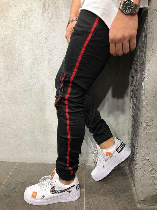 STRIPED JOGGER JEANS ELASTIC ANKLE RING DETAIL 3929 - jameswhite001