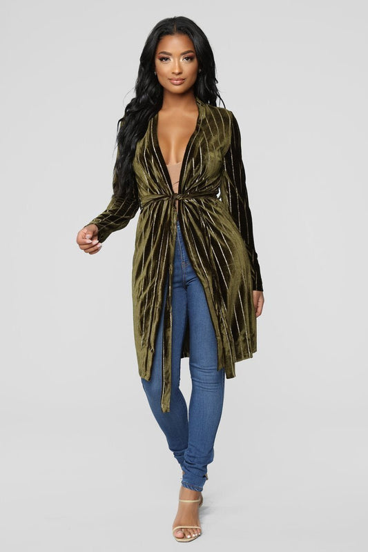 Strut My Stuff Duster - Olive - jameswhite001
