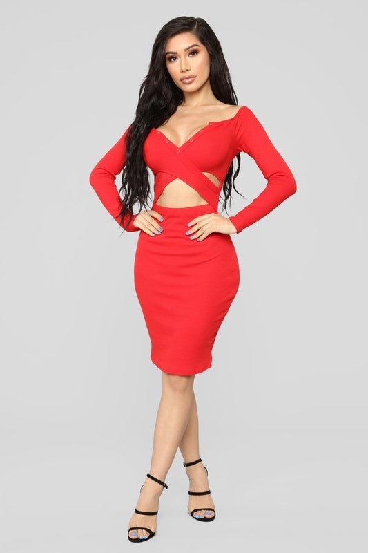 STYLED ON INSTAGRAM Feeling Alive Off Shoulder Dress - Red - jameswhite001