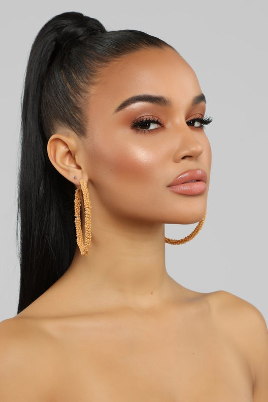 Take The Bead Hoop Earrings - Mustard - jameswhite001