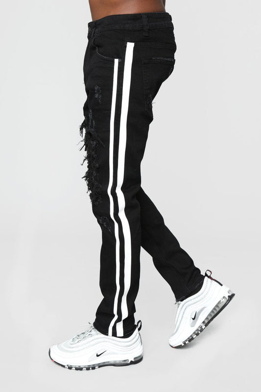 Tape 30" Skinny Jeans - Black/White - jameswhite001