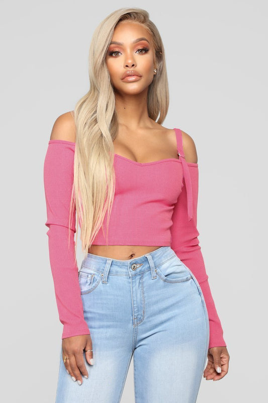 Today's Mood Cold Shoulder Top - Neon Pink - jameswhite001