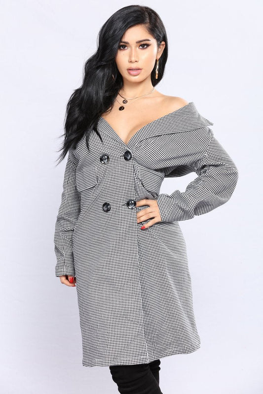 Tribeca Checkered Coat - Black/White - jameswhite001