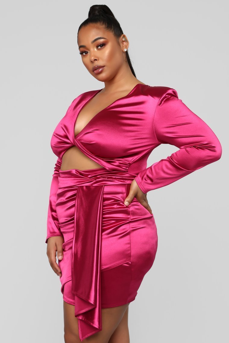 Twenty Fun Satin Dress - Pink - jameswhite001