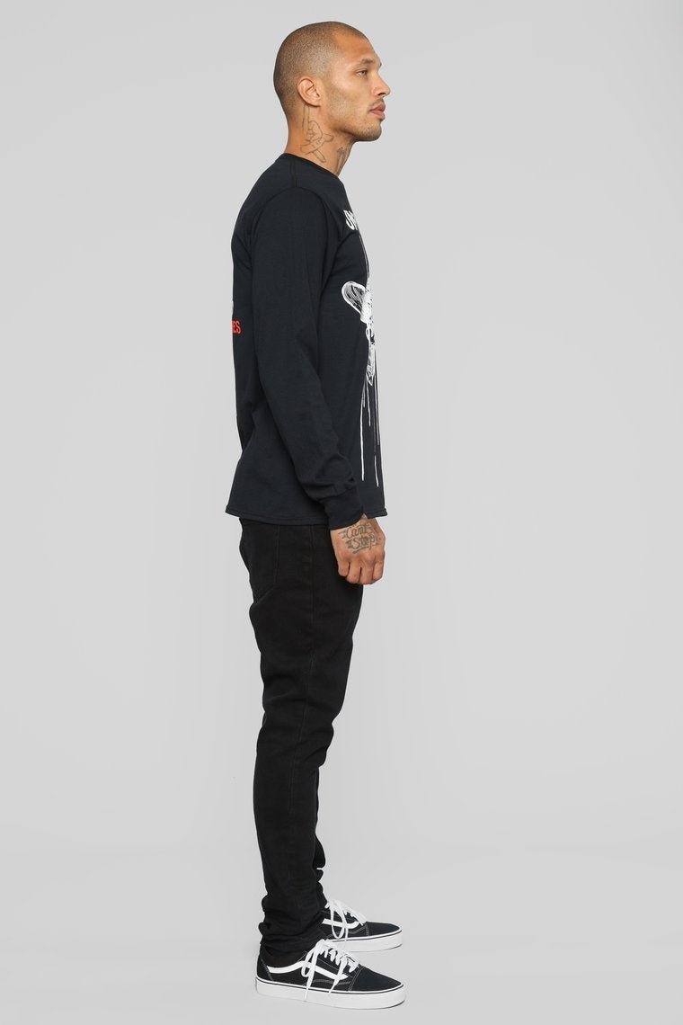 Unforgiven Long Sleeve Tee - Black/White - jameswhite001