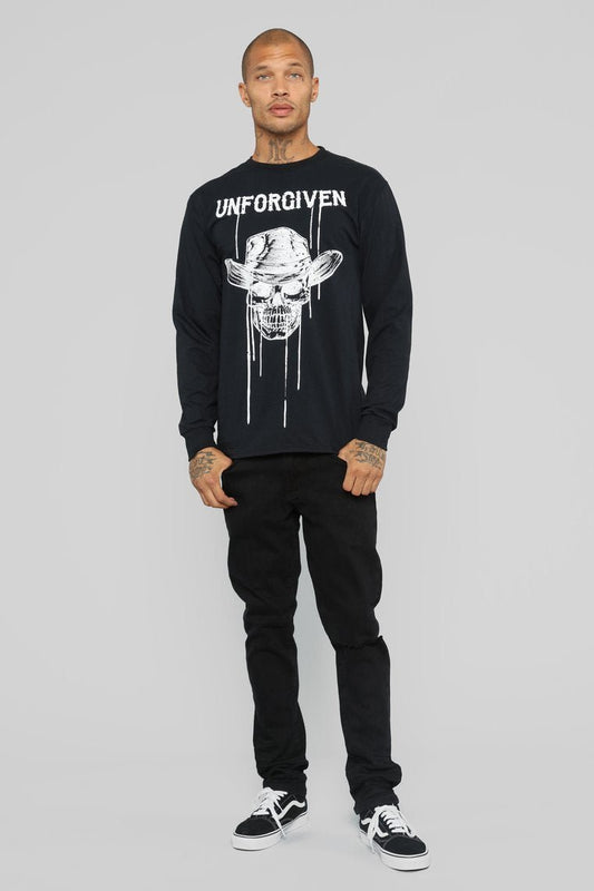 Unforgiven Long Sleeve Tee - Black/White - jameswhite001