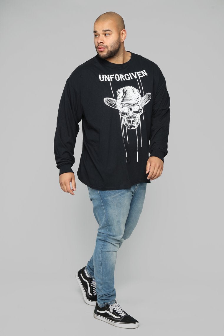 Unforgiven Long Sleeve Tee - Black/White - jameswhite001