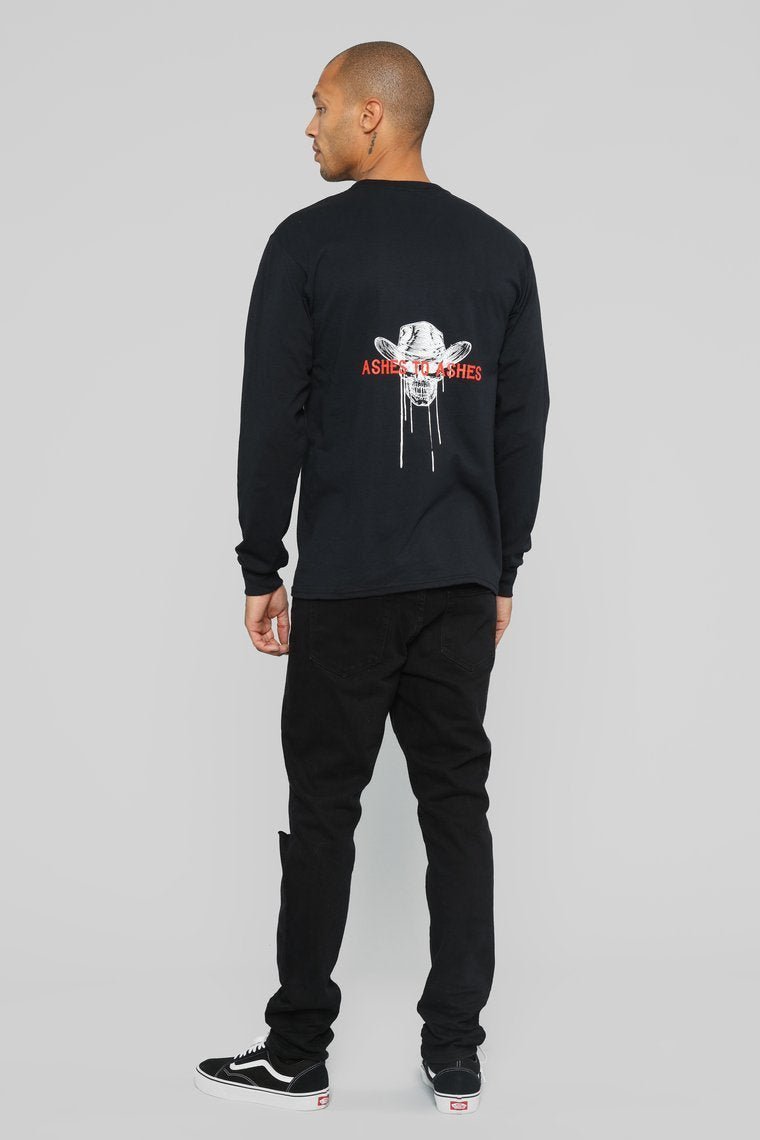 Unforgiven Long Sleeve Tee - Black/White - jameswhite001