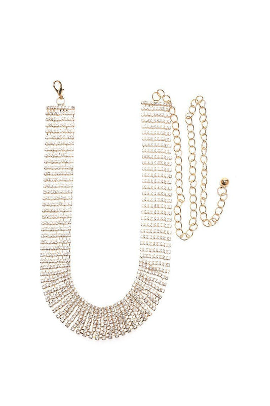Veronica Rhinestone Chain Belt - Gold - jameswhite001