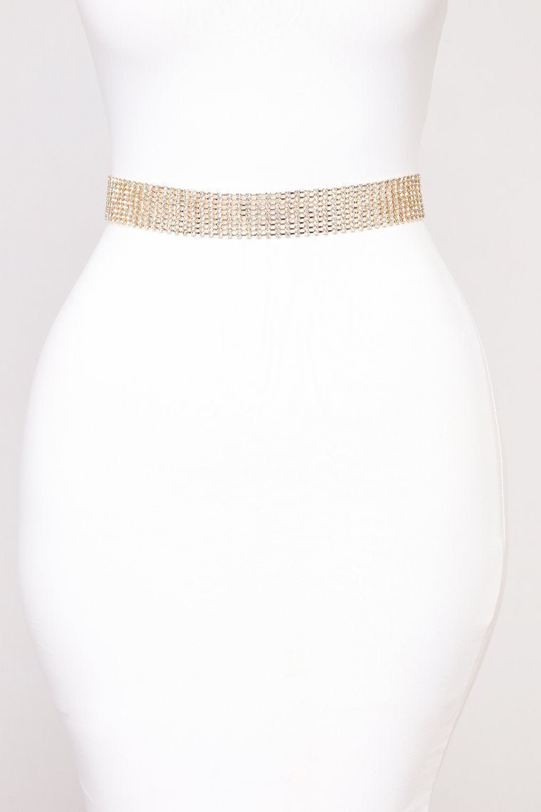 Veronica Rhinestone Chain Belt - Gold - jameswhite001