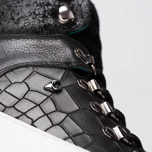 VICTORIA – LEATHER & FUR MIXED BLACK - jameswhite001