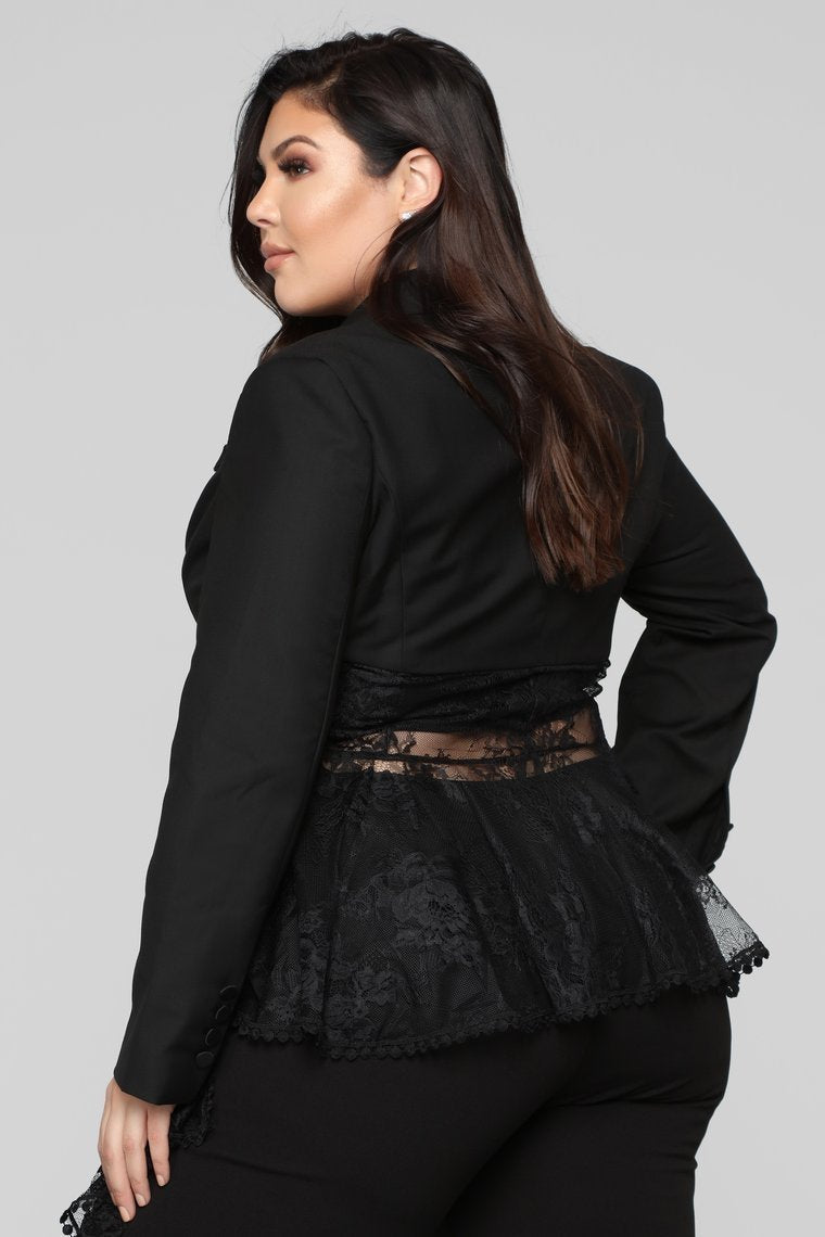 Victorian Lace Blazer - Black - jameswhite001