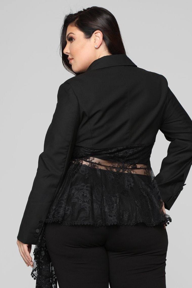 Victorian Lace Blazer - Black - jameswhite001