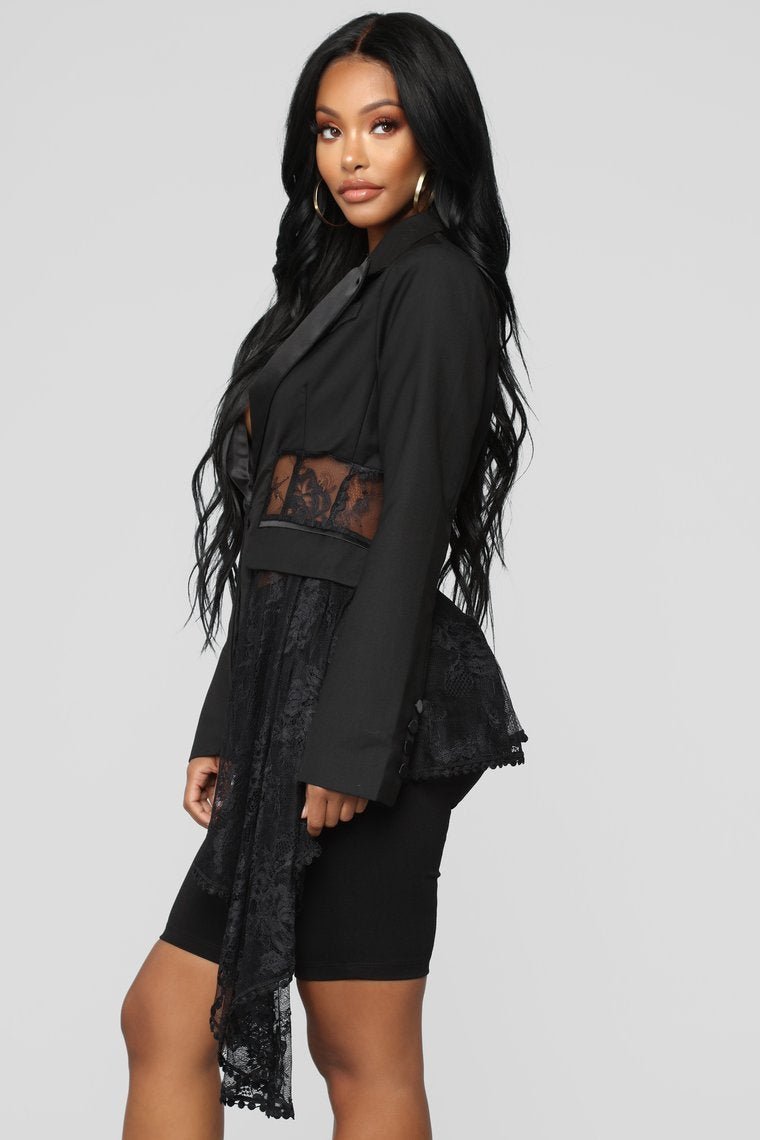 Victorian Lace Blazer - Black - jameswhite001