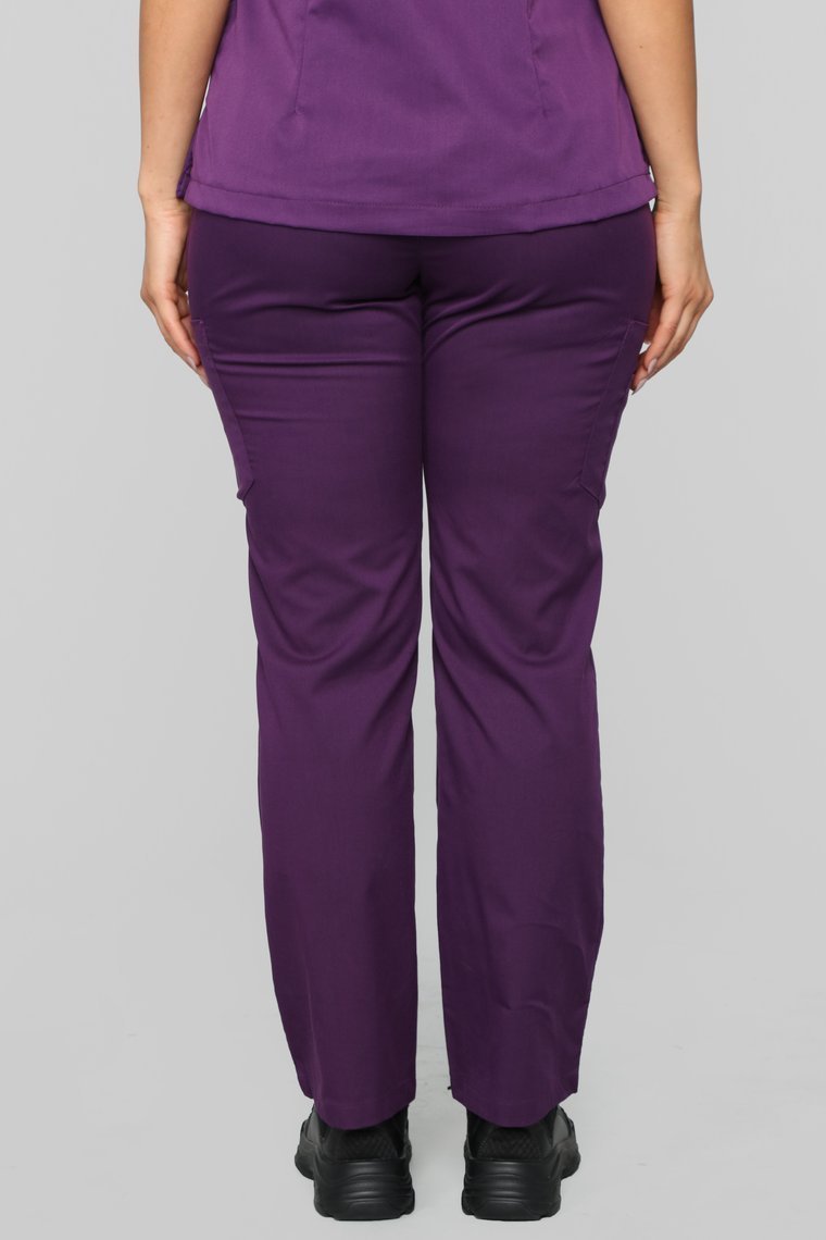 Vital Signs Fitted Scrub Set - Eggplant/Grey - jameswhite001