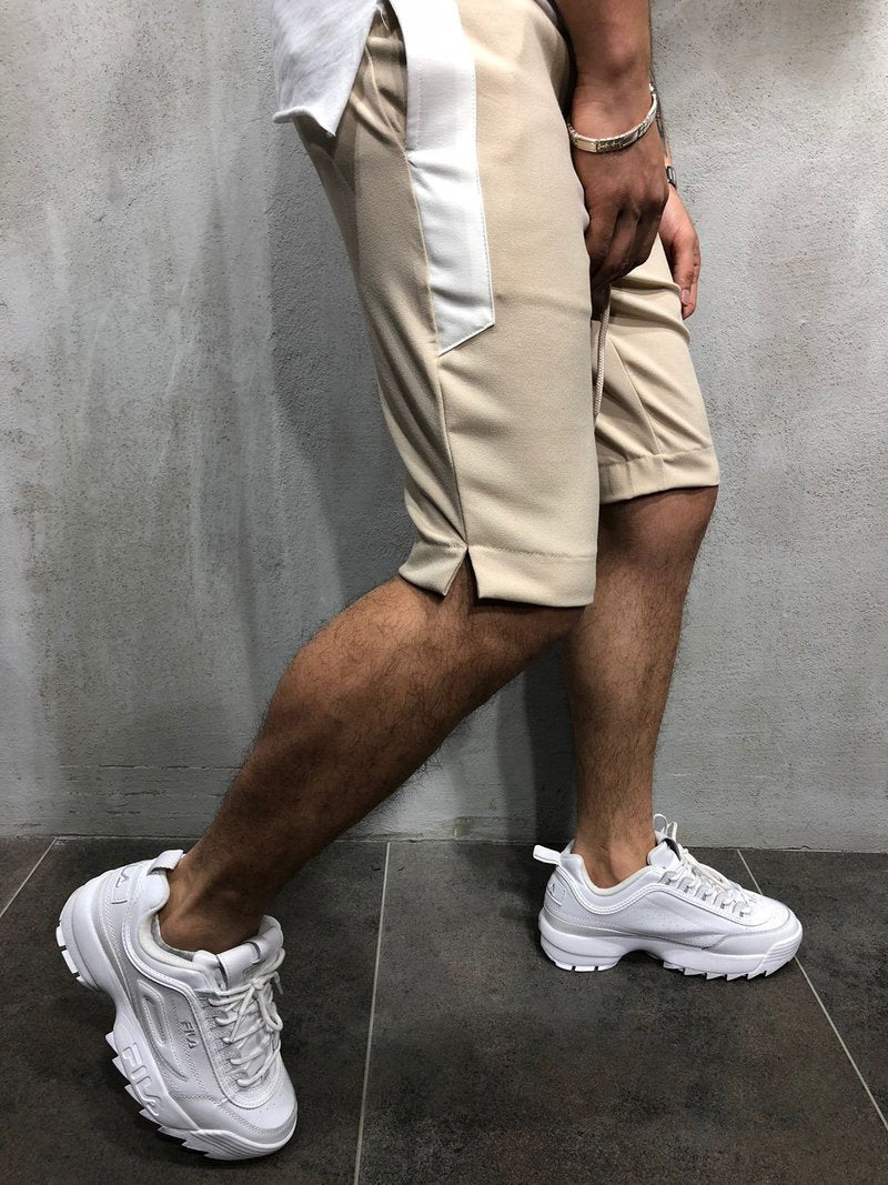 WAISTBAND AND DRAWSTRING STRIPED SHORTS 3862 - jameswhite001