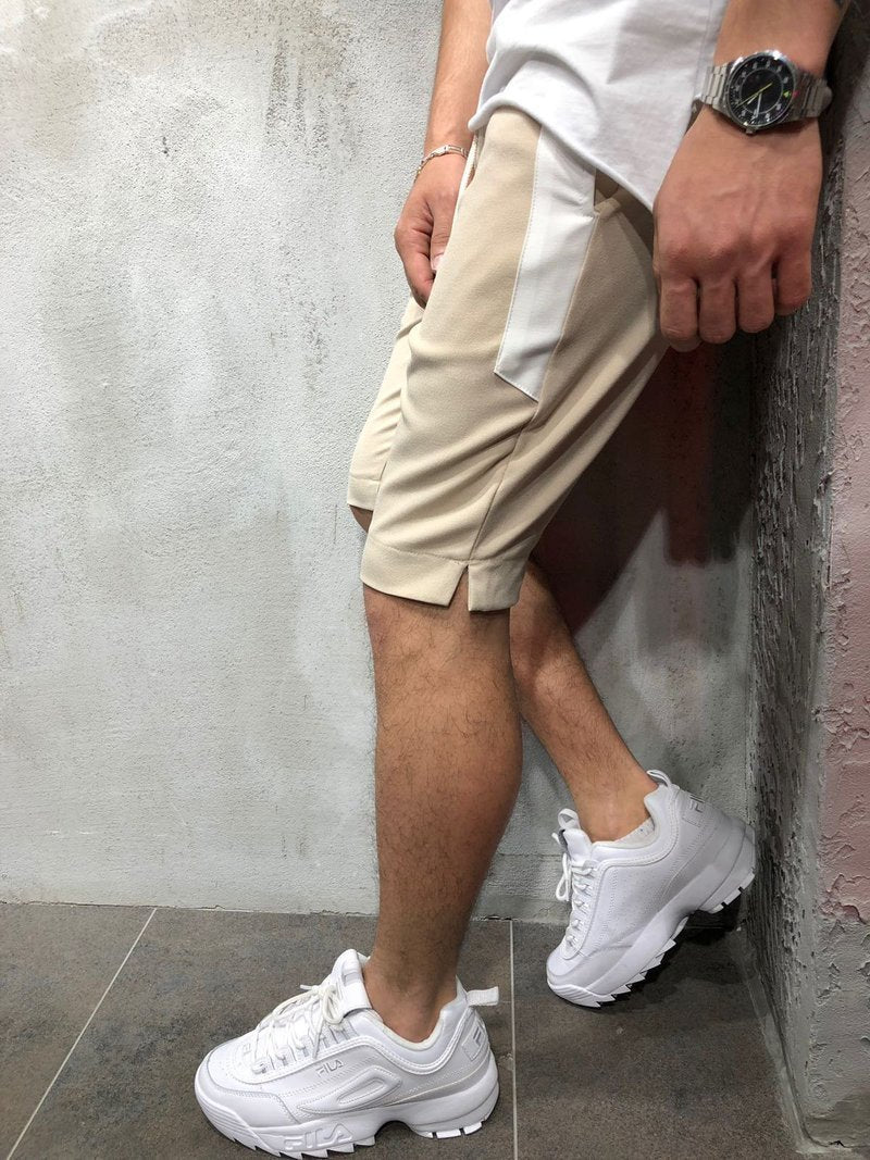 WAISTBAND AND DRAWSTRING STRIPED SHORTS 3862 - jameswhite001