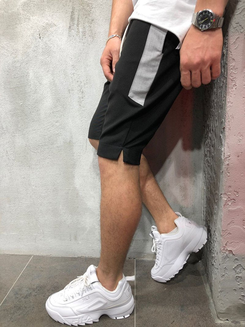 WAISTBAND AND DRAWSTRING STRIPED SHORTS 3865 - jameswhite001