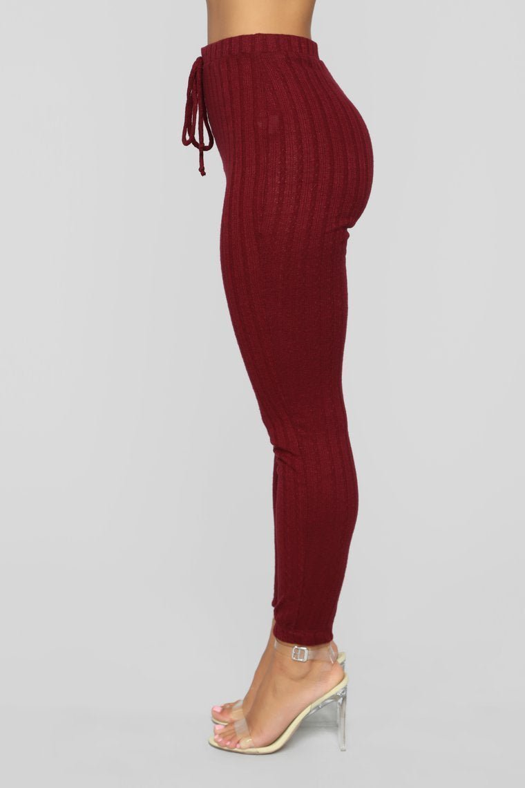 Warm And Cozy Pant Set - Burgundy - jameswhite001
