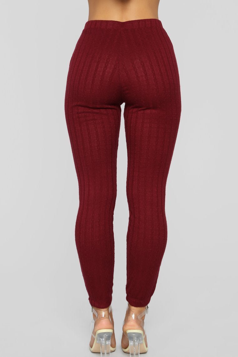 Warm And Cozy Pant Set - Burgundy - jameswhite001