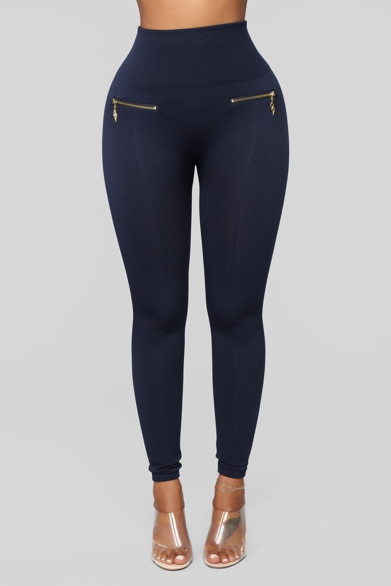 Warm As Can Be Fleece Lined Leggings - Navy - jameswhite001