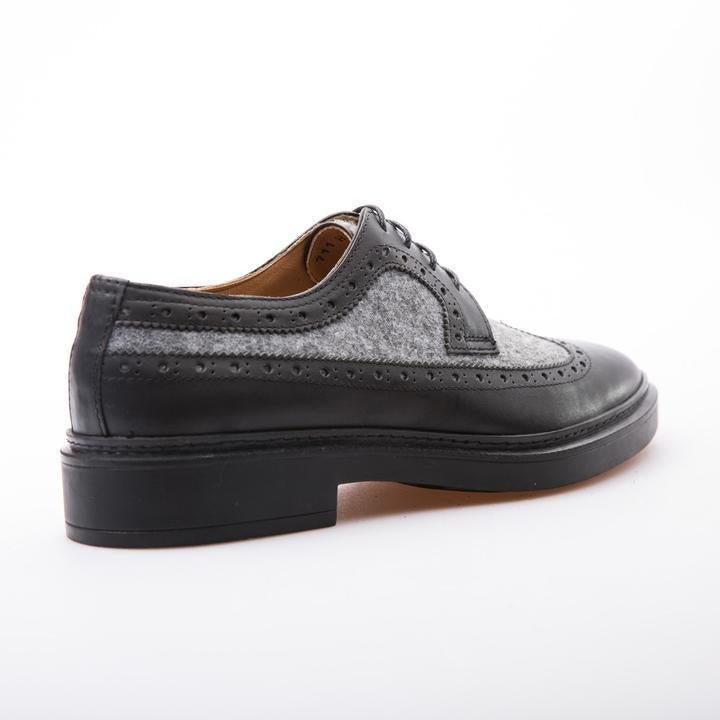 WAYNE - BLACK & GREY - WOOL & CALF LEATHER - jameswhite001