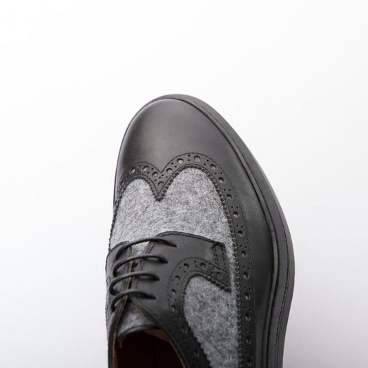 WAYNE - BLACK & GREY - WOOL & CALF LEATHER - jameswhite001