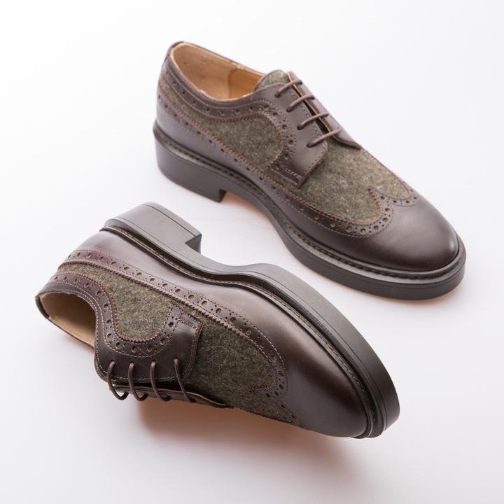 WAYNE - BROWN & KHAKI - WOOL & CALF LEATHER - jameswhite001