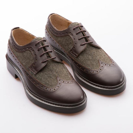 WAYNE - BROWN & KHAKI - WOOL & CALF LEATHER - jameswhite001