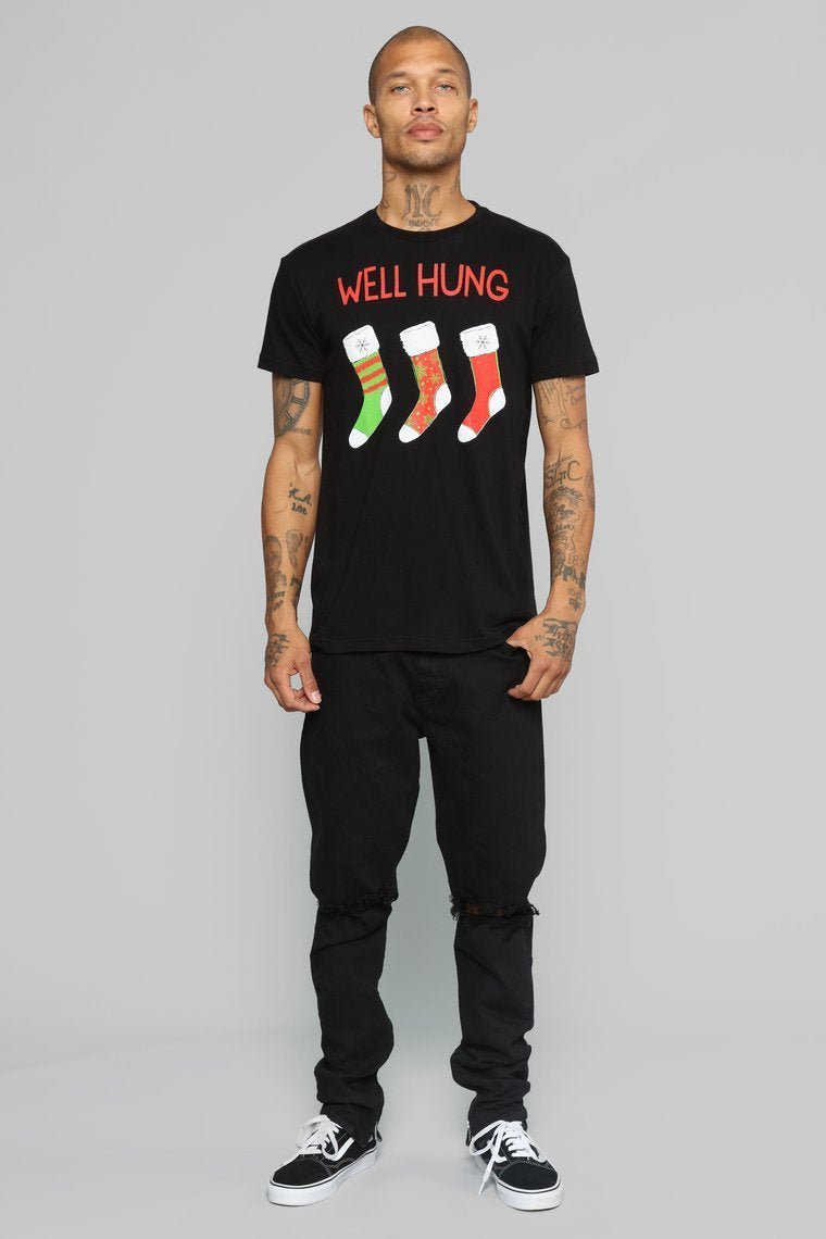 Well Hung Short Sleeve Tee - Black - jameswhite001