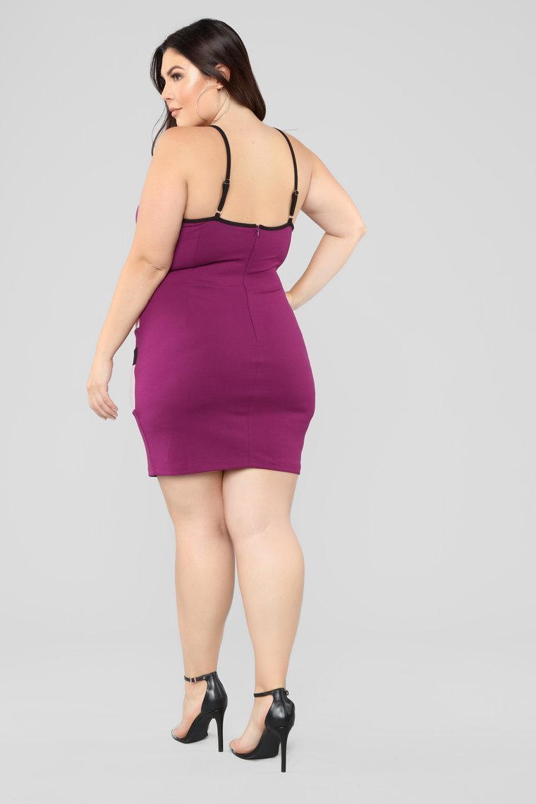What's Her Name Surplice Dress - Deep Plum - jameswhite001