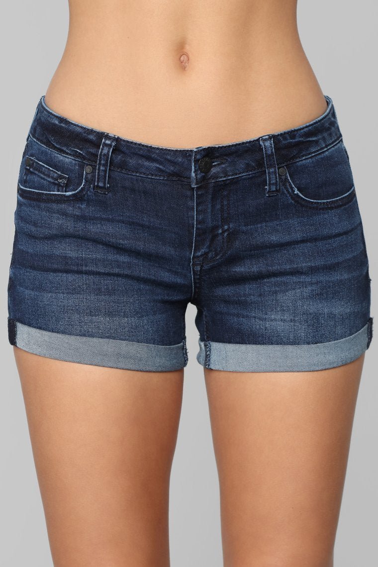 What's My Name Again Mid Rise Shorts - Dark Denim - jameswhite001
