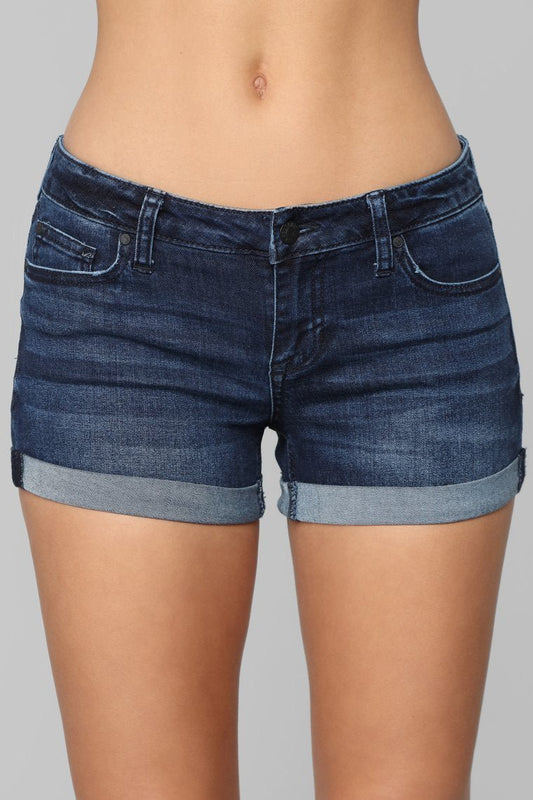 What's My Name Again Mid Rise Shorts - Dark Denim - jameswhite001