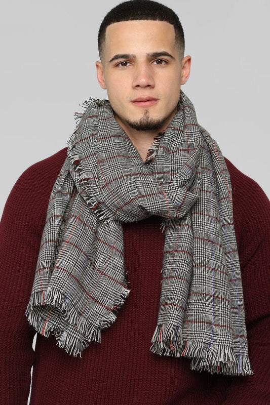 Wilhelm Plaid Scarf - Black/Red - jameswhite001