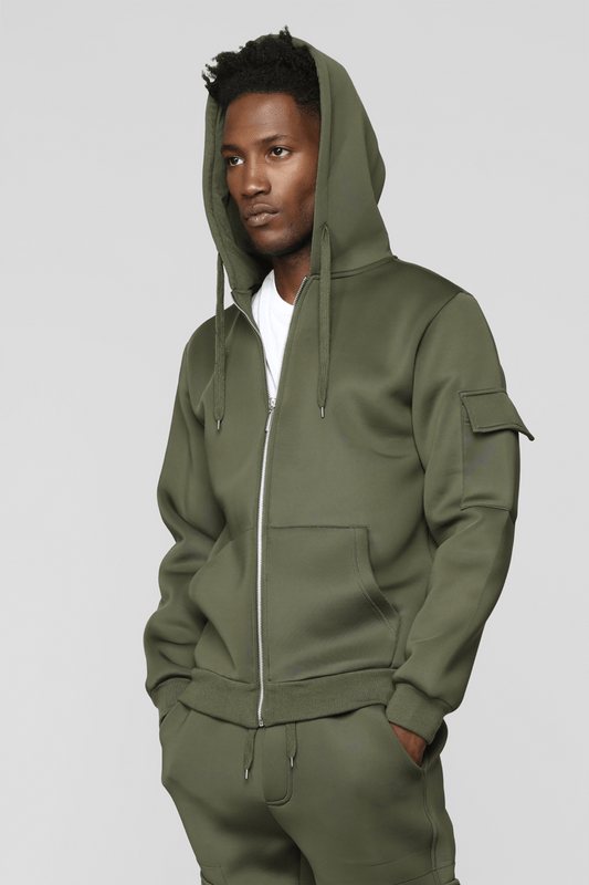 Winson Full Zip Hoodie - Olive - jameswhite001