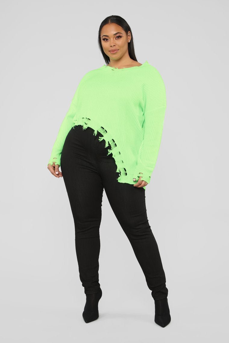 With Cautions Sweater - Neon Green - jameswhite001