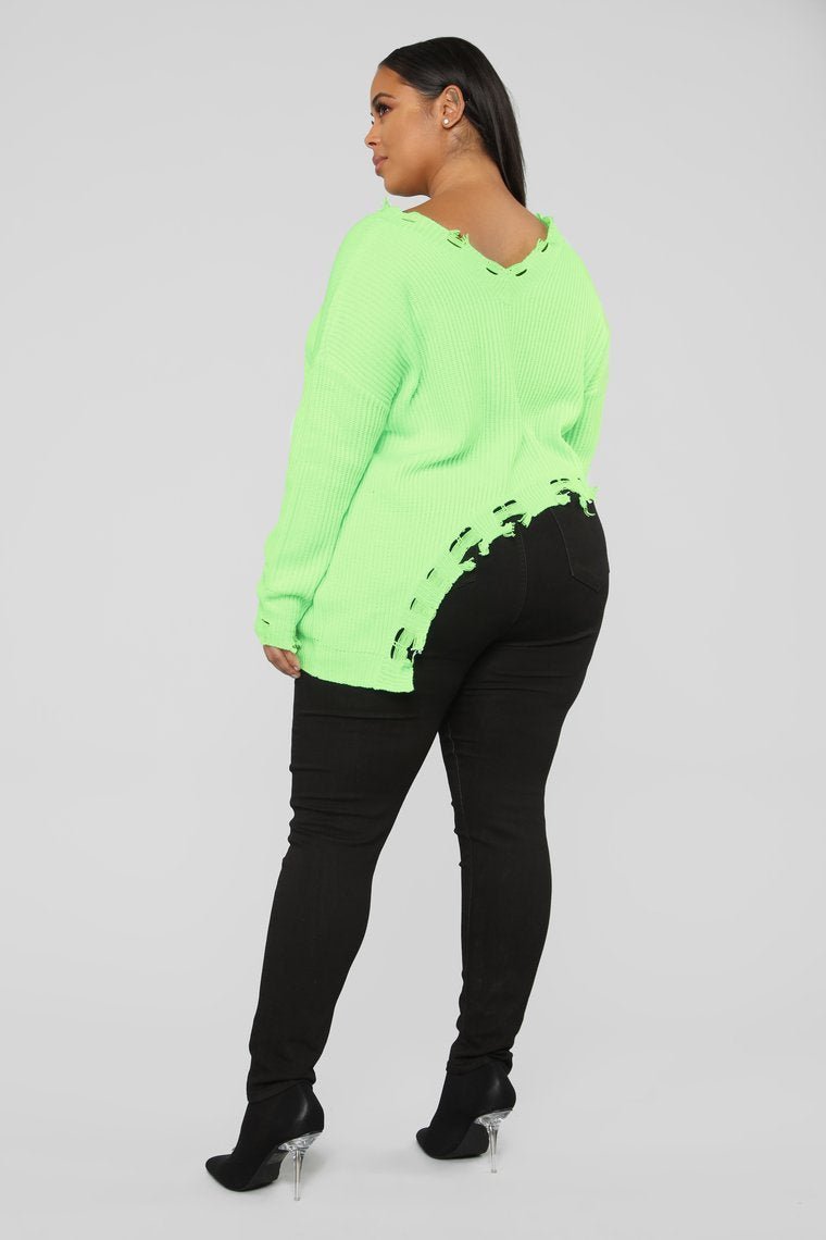 With Cautions Sweater - Neon Green - jameswhite001