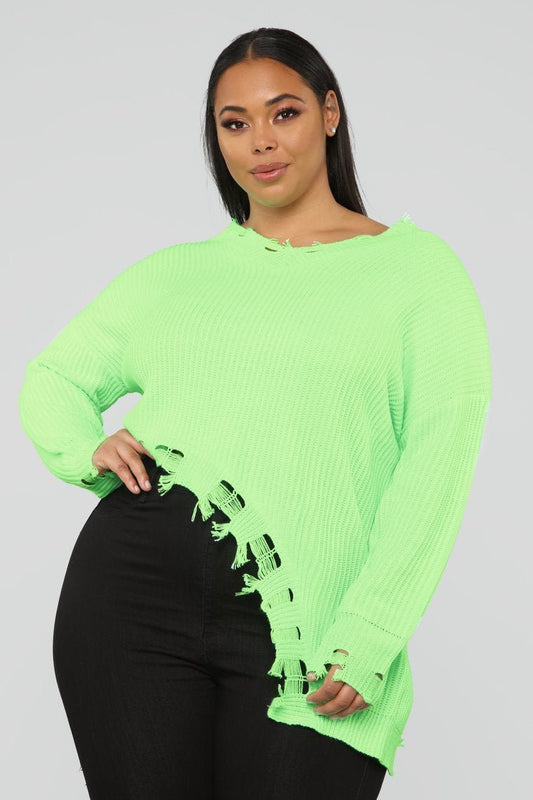 With Cautions Sweater - Neon Green - jameswhite001