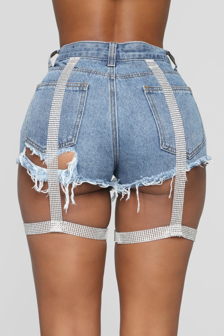 Woman Of Mystery High Rise Shorts - Medium Blue Wash - jameswhite001