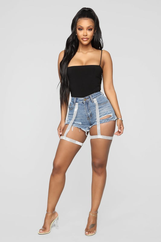 Woman Of Mystery High Rise Shorts - Medium Blue Wash - jameswhite001