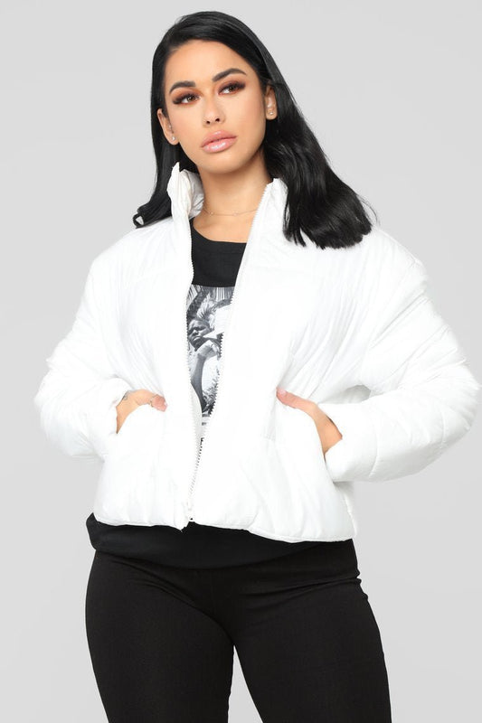 Worst Behavior Puffer Jacket - White - jameswhite001