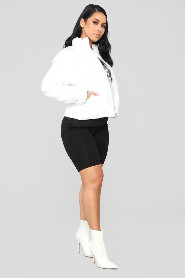Worst Behavior Puffer Jacket - White - jameswhite001