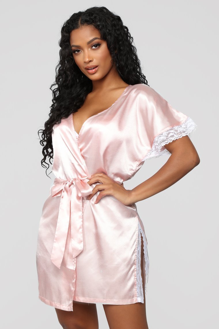 Your Sweetheart Silky Robe - Rose - jameswhite001