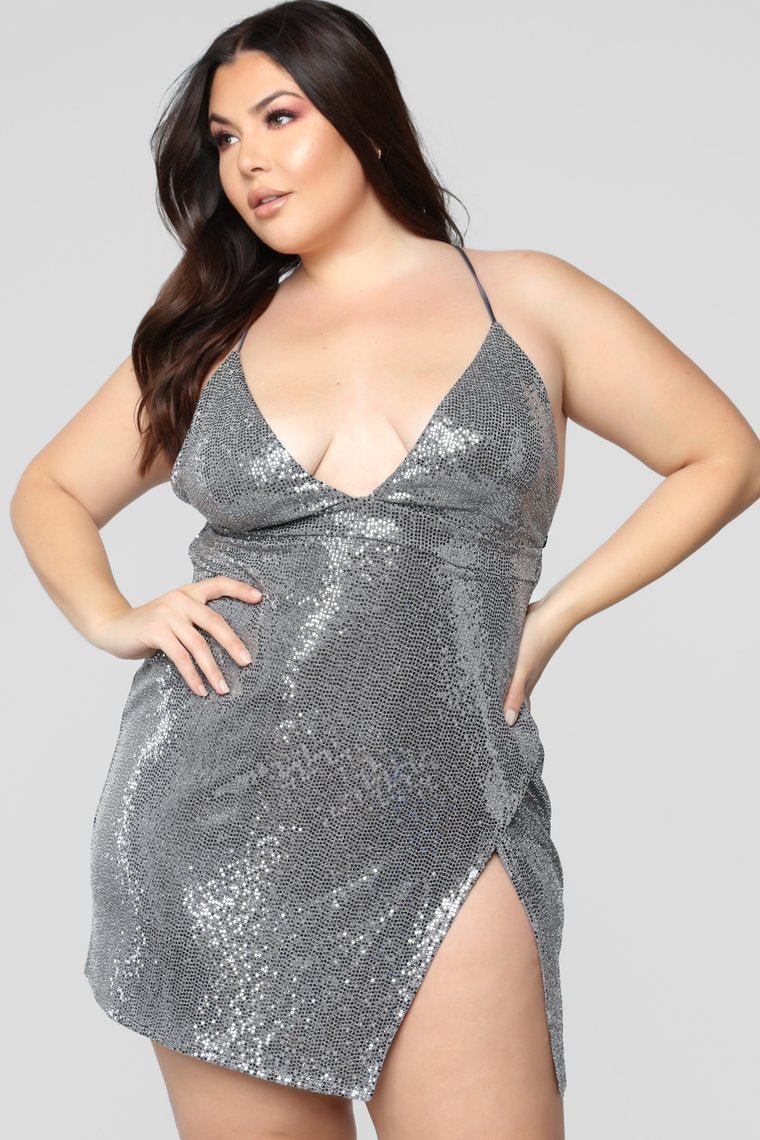 Yukie Metallic Dress - Silver - jameswhite001